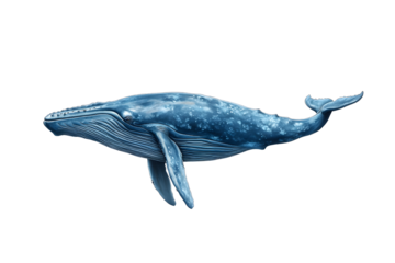 Blue whale isolated on transparent or white background, png