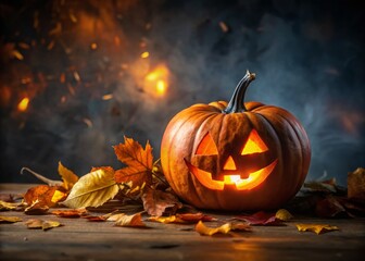 Fototapeta premium Enchanting Halloween Pumpkin Background with Copyspace for Creative Projects and Seasonal Promotions, Perfect for Social Media, Invitations, and Festive Decor Ideas