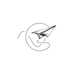 a paper airplane logo that forms the letter V, modern minimalist and elegant