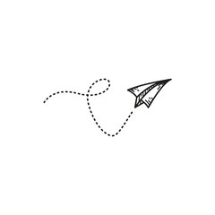 a paper airplane logo that forms the letter V, modern minimalist and elegant