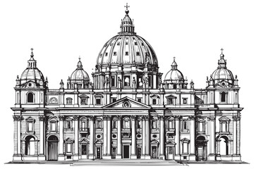 St. Peter's Basilica sketch hand drawn drawing vector illustration