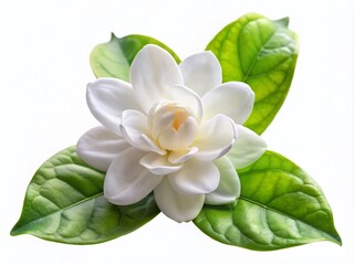 Exquisite Single White Flower of Grand Duke of Tuscany Arabian White Jasmine on Isolated Background - Aromatic Flora for Elegant Decor and Nature Photography