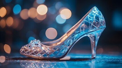 Shiny glass slipper with colorful finish.