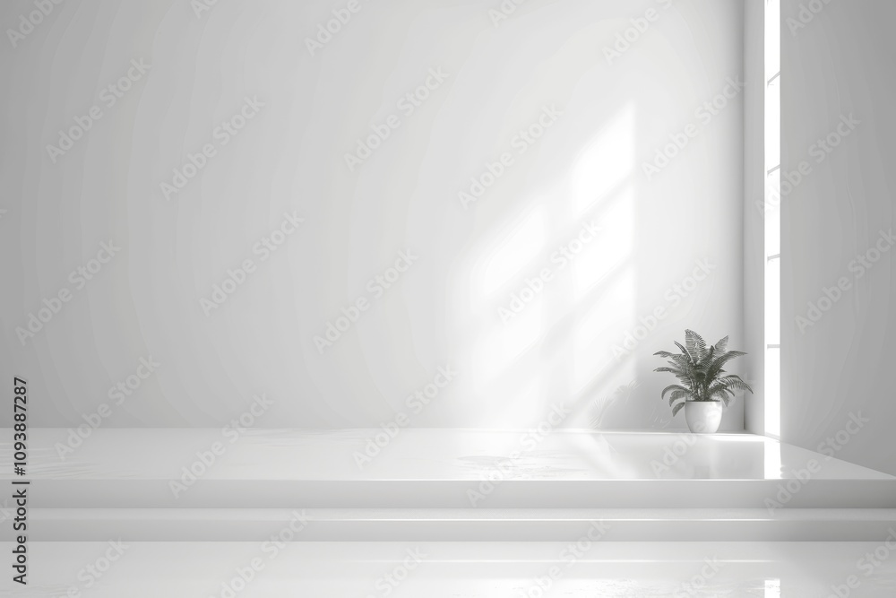 Poster abstract white background for product display presentation in studio room with spotlight
