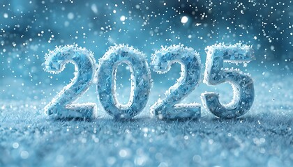 2025 numbers gleam with icy snowflakes creating winter magic