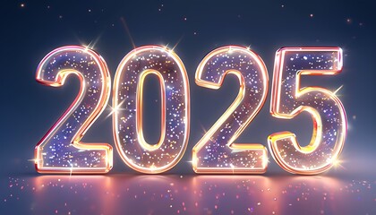 2025 numbers with glowing edges and sparkles