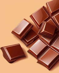 Delicious chocolate pieces on a vibrant background, perfect for sweet treats.