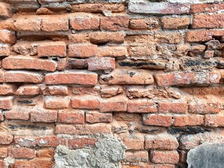 Old red brick wall, Vintage brick texture. Abstract blank background. Bricklaying, construction and masonry concept