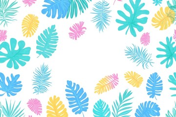 Tropical Leaves Summer Background Vector Illustration Colorful Pattern for Vacation and Holiday Design