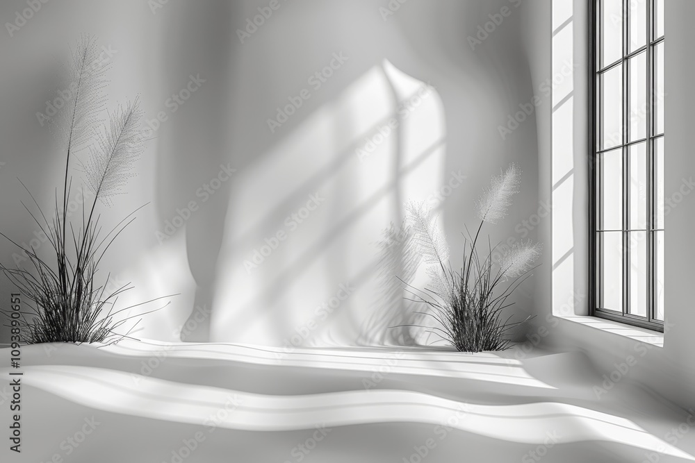 Poster minimalistic white wall and table top background for product display