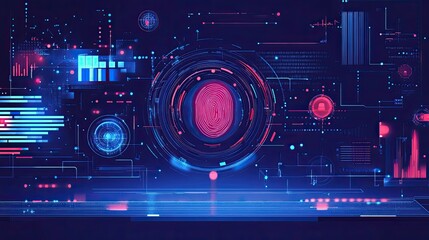 Futuristic Digital Interface with a Fingerprint Scan