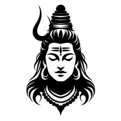 Divine Lord Shiva Silhouette Vector Illustration on White Background