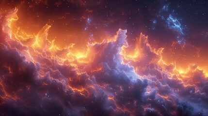 Naklejka premium Vibrant Nebula Galaxy in Space with Cosmic Clouds and Stars