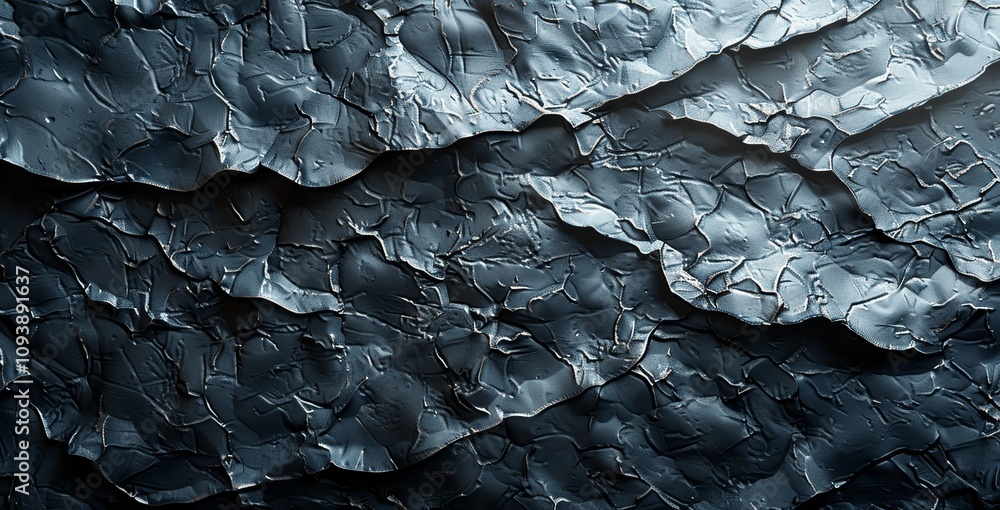 Poster crumpled black paper texture background with space for design and text