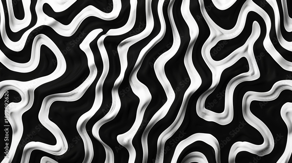 Poster abstract monochrome seamless wavy lines pattern