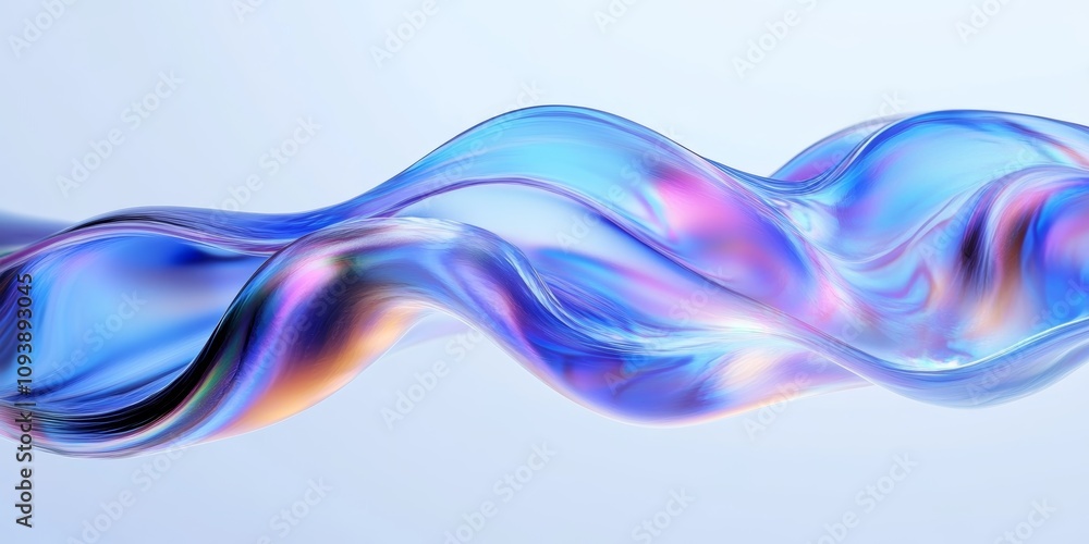 Poster abstract fluid wavy design iridescent shape minimalist 3d render