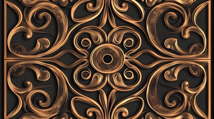 Ornate Gold Filigree Pattern on Black Background