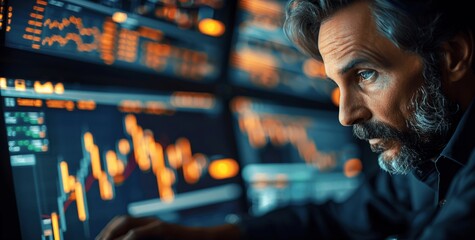 Stock Market Professional Analyzing Global Trading Patterns with Real-Time Data on Multiple Screens for Investment Strategies