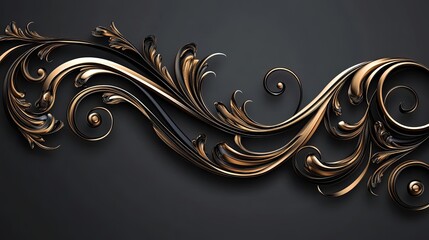 Golden and Black Abstract Swirling Ornament