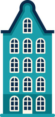 Stylized illustration of a canal house showing typical dutch architecture with its characteristic gable, found in amsterdam and other cities of the netherlands