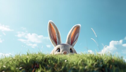 bunny ears peeking over a grassy hill