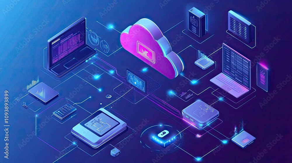 Poster cloud-based network with connected devices and servers
