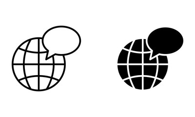 globe with chat bubble, illustration of global message and communication icon vector