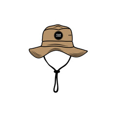 brown jungle hat mockup front view vector