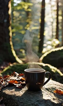 Hot Coffee with Forest View