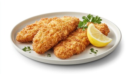 Crispy Breaded Cutlet with Lemon Wedge