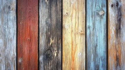 Fototapeta premium Rustic Wooden Wall with Diverse Textures and Colors