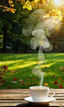 Serene Fall Morning with Coffee Cup
