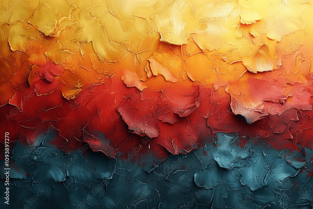 Poster fiery autumn gradient background with grainy texture in orange and yellow