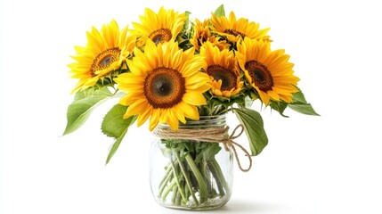Vibrant Sunflower Bouquet in Glass Jar