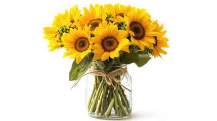 Vibrant Bouquet of Yellow Sunflowers in a Jar