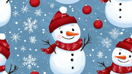 Cheerful snowman illustration winter wonderland digital art festive atmosphere whimsical perspective holiday spirit