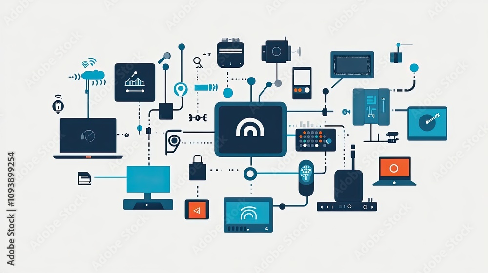 Poster connected devices network with wireless communication and signal transmission