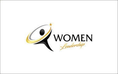 The illustration graphic vector of the power female of leadership logo design template