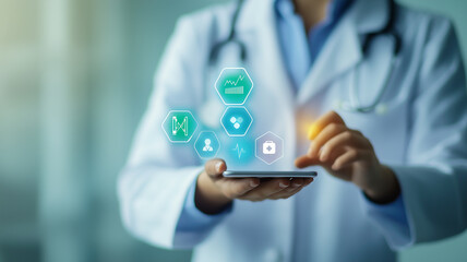 doctor pressing button