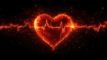 Heartbeat Pulse Glowing on a Dark Background