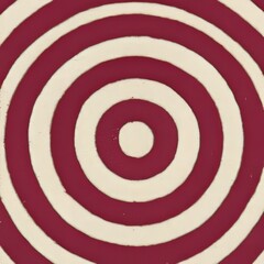 Abstract concentric circles in maroon and cream.