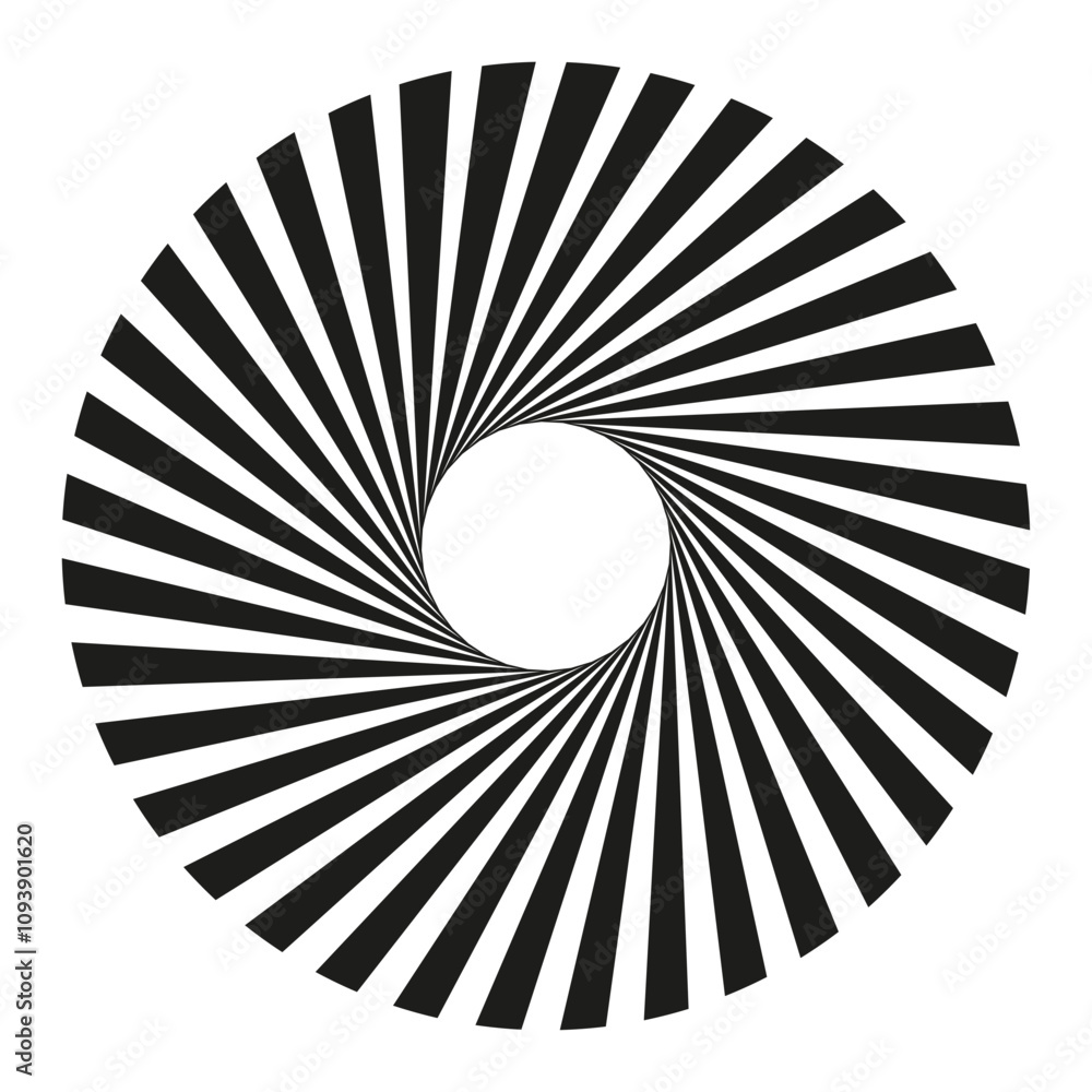 Poster abstract spiral shape. black and white vortex. dynamic circular design. vector radial pattern.