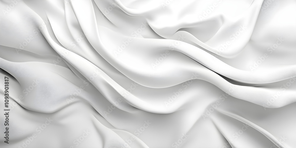 Poster elegant white fabric with soft folds and waves. luxurious texture and subtle light.