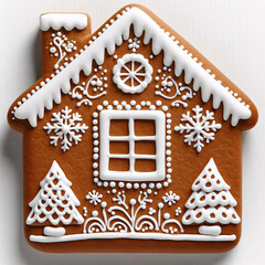Gingerbread Christmas cookie house, Xmas house-shaped cookie