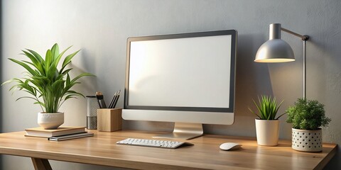 Fototapeta premium High-Quality Product Photography of a Modern Template Technology Screen Frame Illustration on a Minimalist Workspace with Soft Lighting and Clean Background for Professional Use