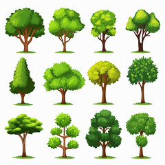 Fototapeta premium Variety of Beautiful Trees Illustration for Design Projects