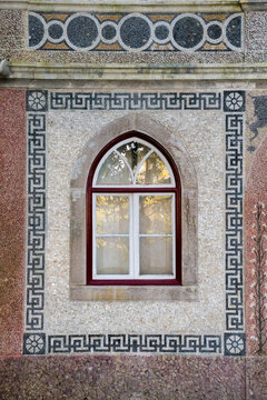 Sintra, Portugal. Quinta da Regaleira, The architecture evokes Roman, Gothic, Renaissance, and Manueline styles. Founded in 1904. Palace grounds. UNESCO World Heritage Site.