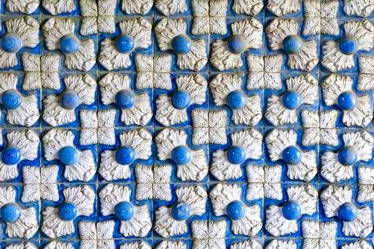 Sintra, Portugal. Pena Palace. Unique wall tiles found at the palace.