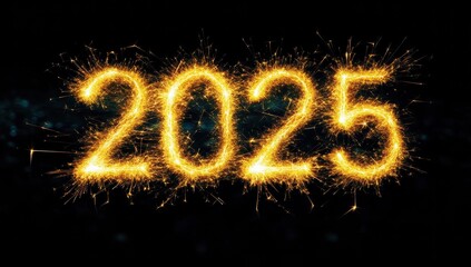 New Year 2025 Sparkler Celebration Glow Design Elements
