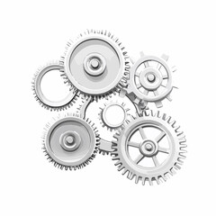 Professional Gear Machinery Pieces Vector Illustration Isolated